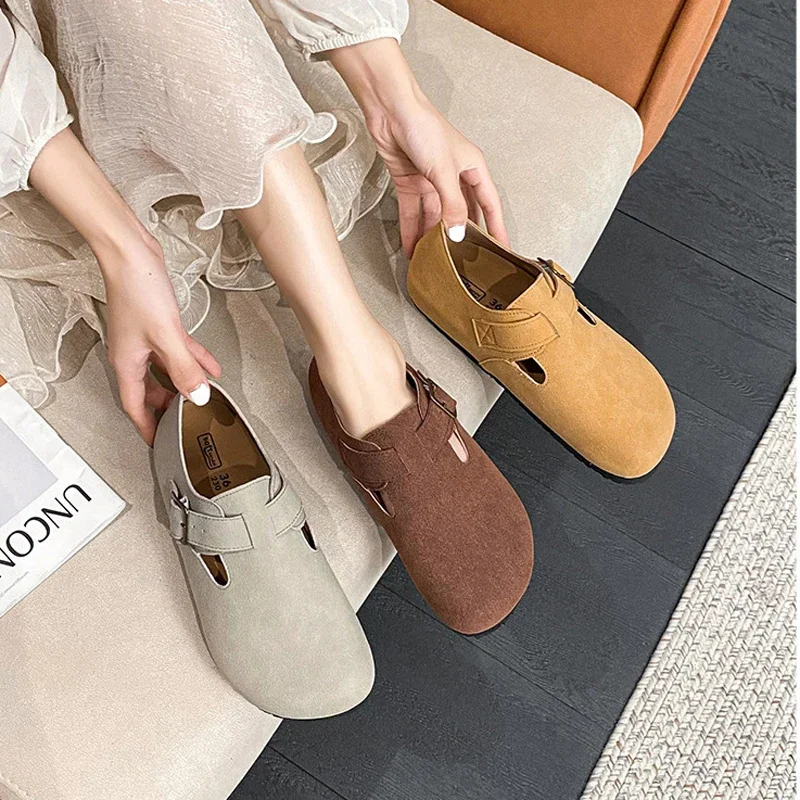 Nuove scarpe da donna piatte Birken scarpe Casual da ragazza in pelle scamosciata con punta tonda moda mocassini Slip-on retrò