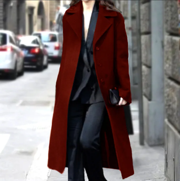 Płaszcz z wełny na jesień i zimę, długi, damski, odzież wierzchnia, duży rozmiar, wysoka jakość, transgraniczny płaszcz Nicole, outdoorowy, z nadrukiem.