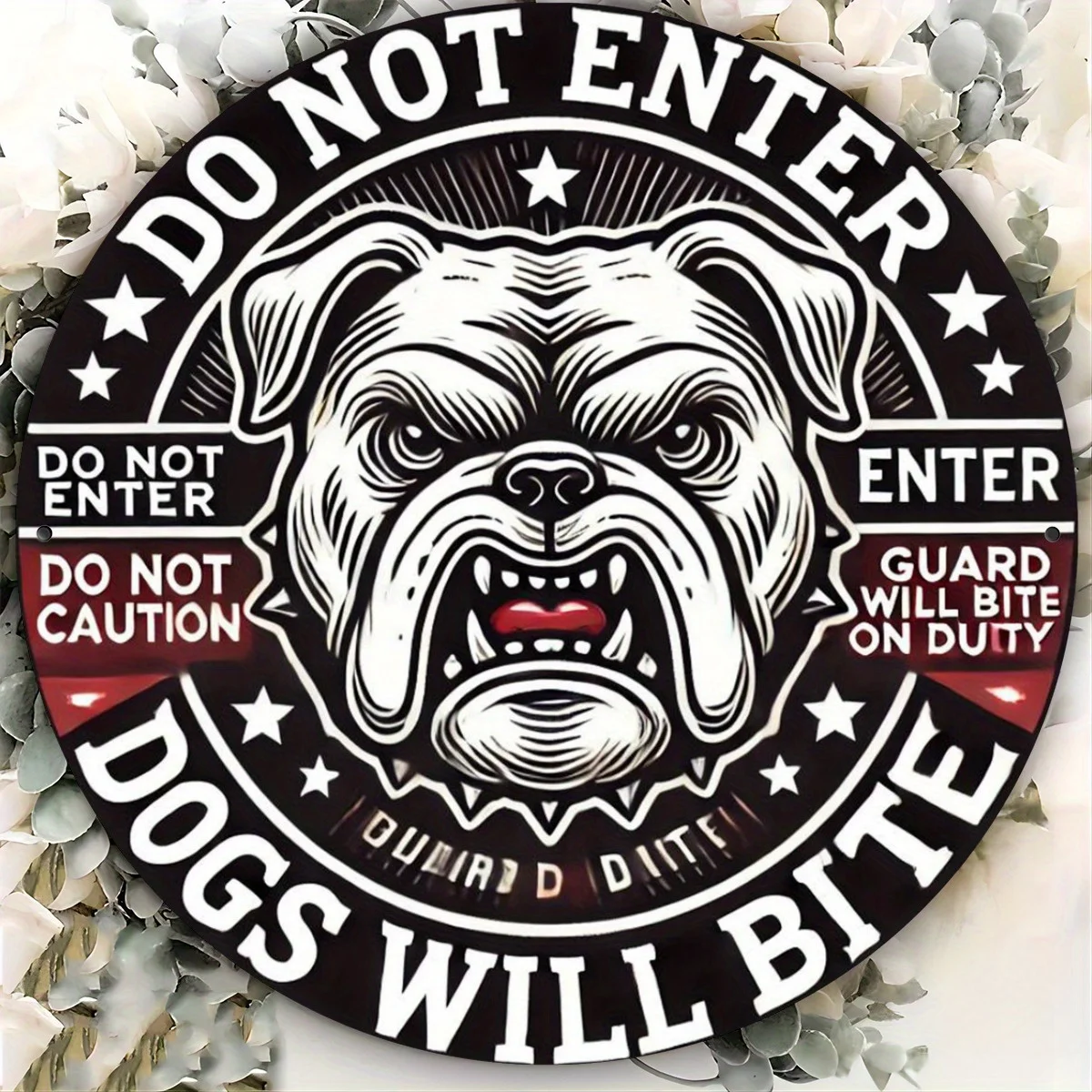 No Entry Dog Bite Zone – 20,3 x 20,3 cm großes Metallschild für Heim-, Küchen-, Bar- und Café-Dekoration |   Einzigartiges Wandkunst-Geschenk