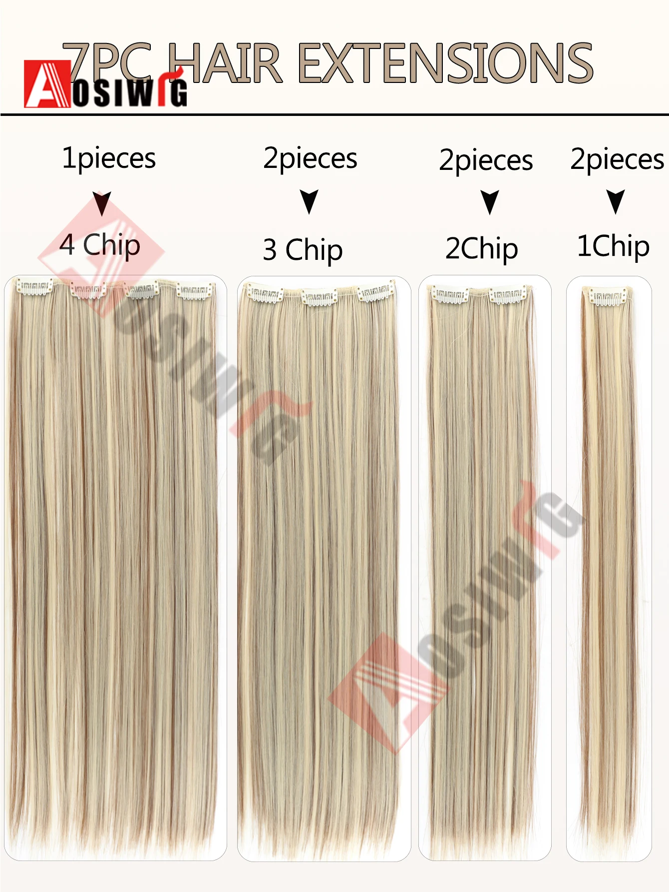 18-32 Polegada 16 clipes em extensões de cabelo longo e reto penteado sintético loiro preto postiços resistentes ao calor cabelo falso diariamente