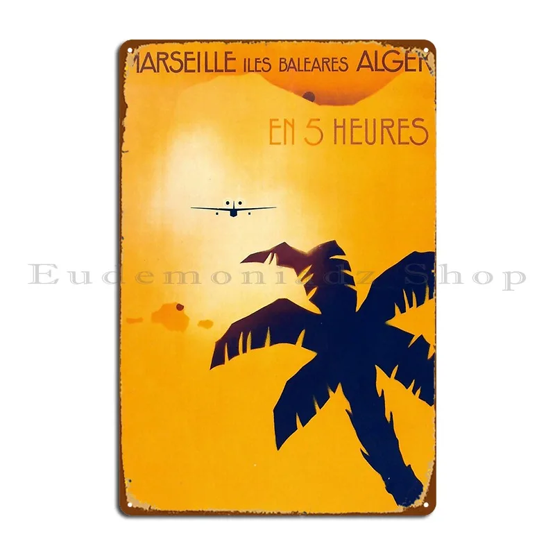 En 5 Heurs Vintage Travel Poster Metal Plaque Cinema Wall Decor Kitchen Party Custom Tin Sign Poster