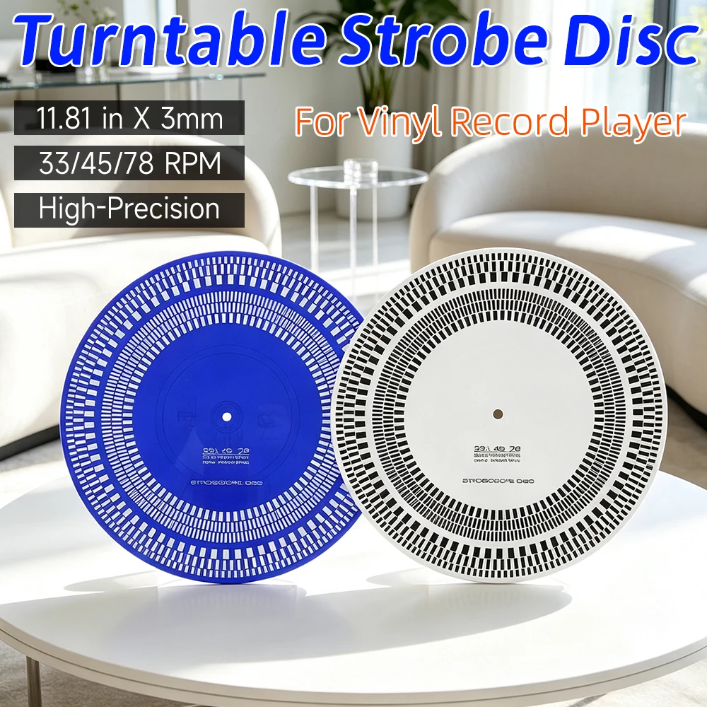 Turntable Strobe Disc 11.81 in X 3mm Calibration Strobe Disc Double Sided 33/45/78 RPM for Record Players Tests Rotational Speed