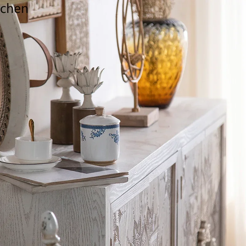 DSAretro entrance cabinet home storage light luxury solid wood dining side cabinet home decoration accessories