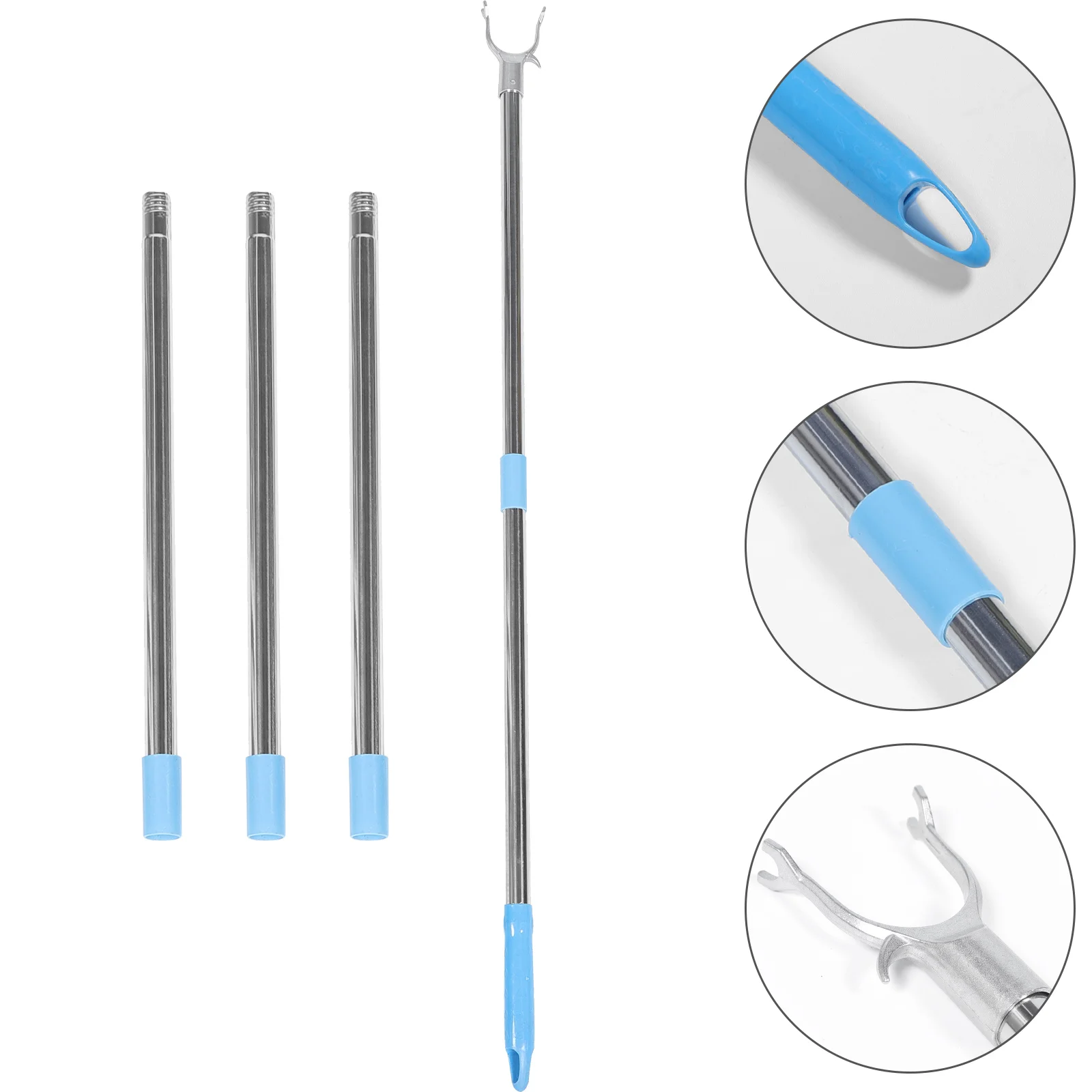 Stainless Steel Telescoping Clothes Drying Pole 201cm Five Section Sky Heavy Duty Adjustable Closet Rod for Hanging