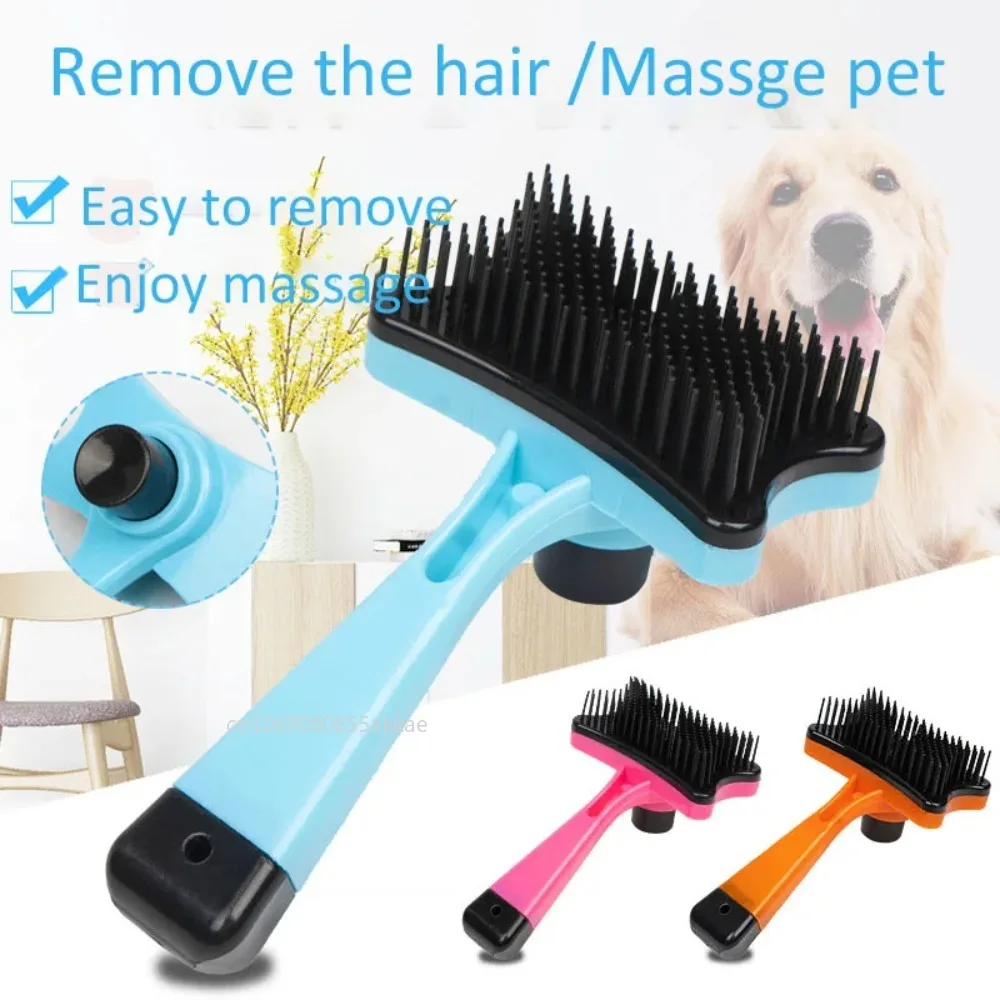 1pc Dog Brush Cat Grooming Brush Self Cleaning Static Free Massage Comb Stable Thicker Bristles Pet Supplies To Remove Loose Fur