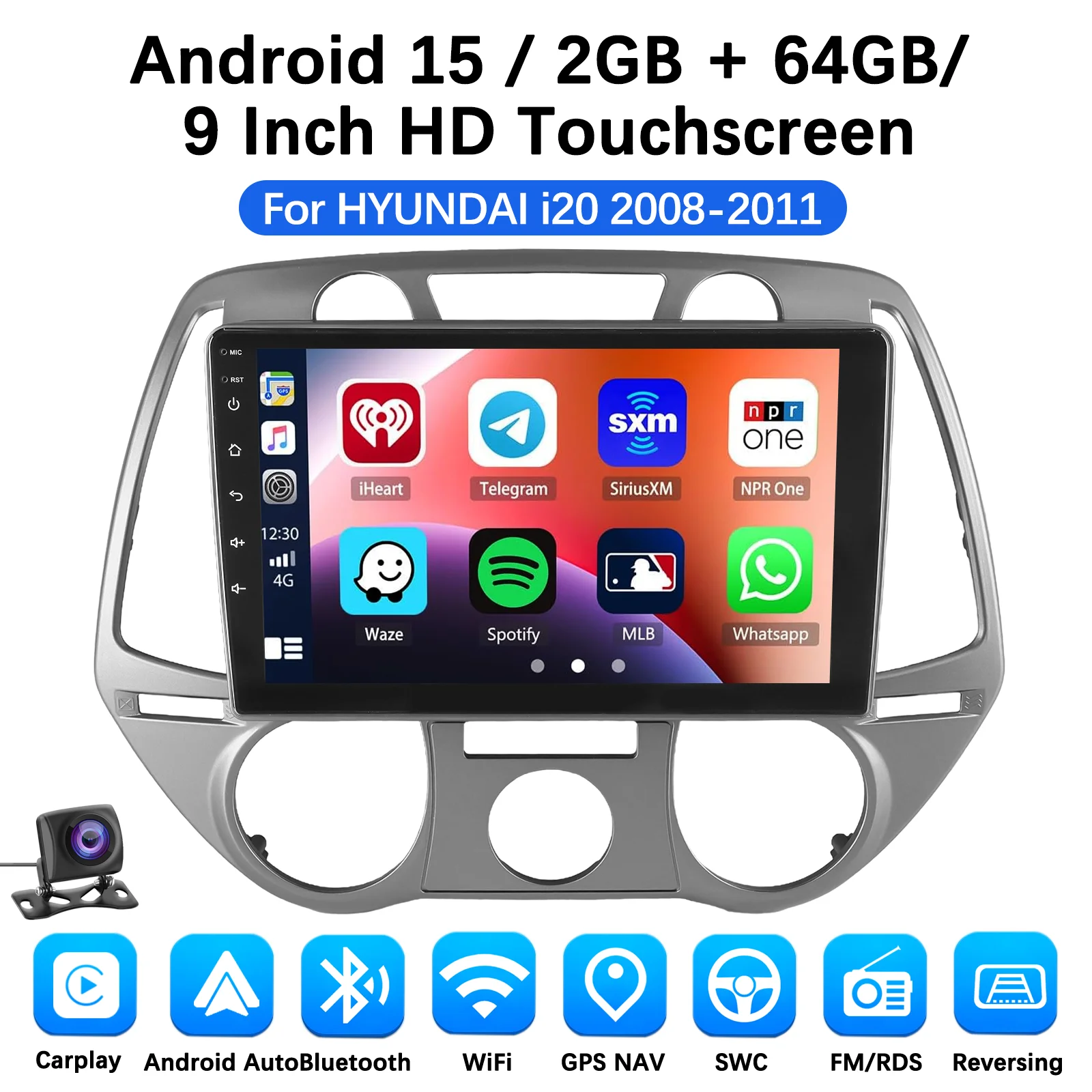 MOPECT Android Draadloze CarPlay Auto Autoradio voor Hyundai I20 2012-2014 Intelligent Systeem WIFI SWC RDS GPS FM/AM BT DAB+