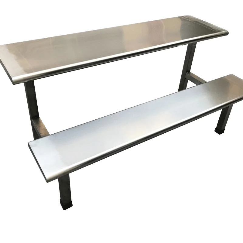 ei- Supply Customizable Stainless Steel Dining Table Simple Construction Site Fast Table for School Canteen Wood Panel Style#