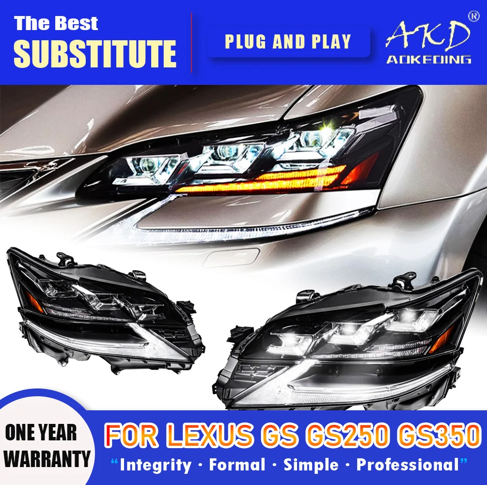 AKD Head Lamp for Lexus GS GS250 LED Headlight 2016-2019 Headlights GS350 DRL Turn Signal High Beam Angel Eye Projector Lens