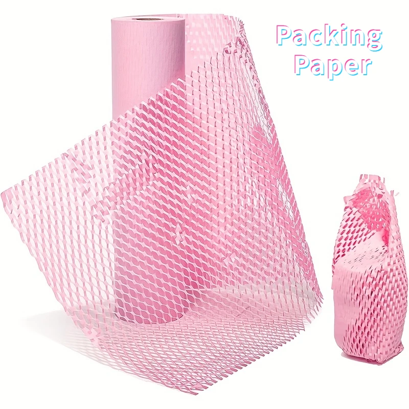 papel kraft pink honeycomb packing paper eco friendly material de almofada reciclavel moving shipping supplies 01