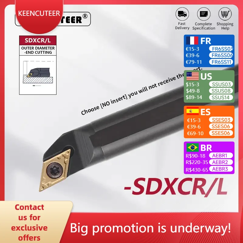 Internal turning tool S08K/S10K/S12M/S14N/S16Q/S20R/S25S-SDXCR07/11 Lathe Turning CNC Cutting Tool Cutter Bar