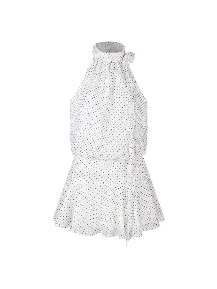 Vestidos sem mangas das mulheres elegante mulher verão tule applique oco cintura elástica queimado em camadas fairycore piquenique commute