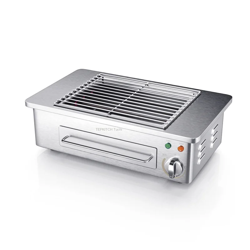 Compact Portable Stainless Steel Smokeless Roasting Station for Indoor Use, Suitable for Kebab and Beef Cooking