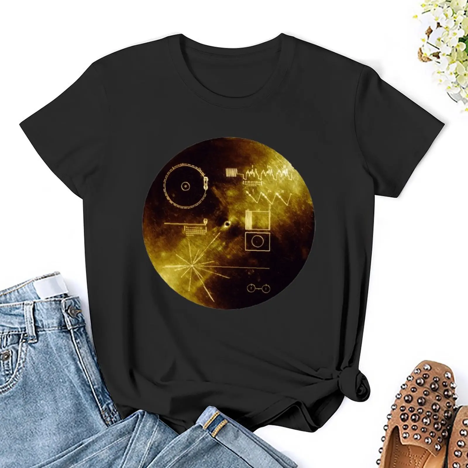 Crewneck The Voyager Golden Record T-shirt  Movement T-shirts Graphic Cool  Aactivity Competition