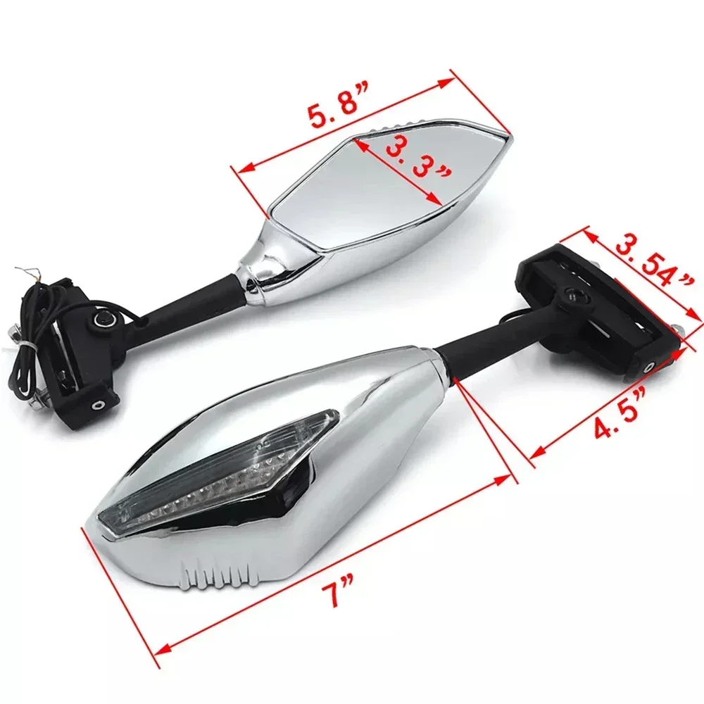Mirrors with Turn Signal for Kawasaki Ninja 500 ZX7R ZX6R ER6F 636 Z750 Suzuki GSXR 600/750 Motorcycle Accessories
