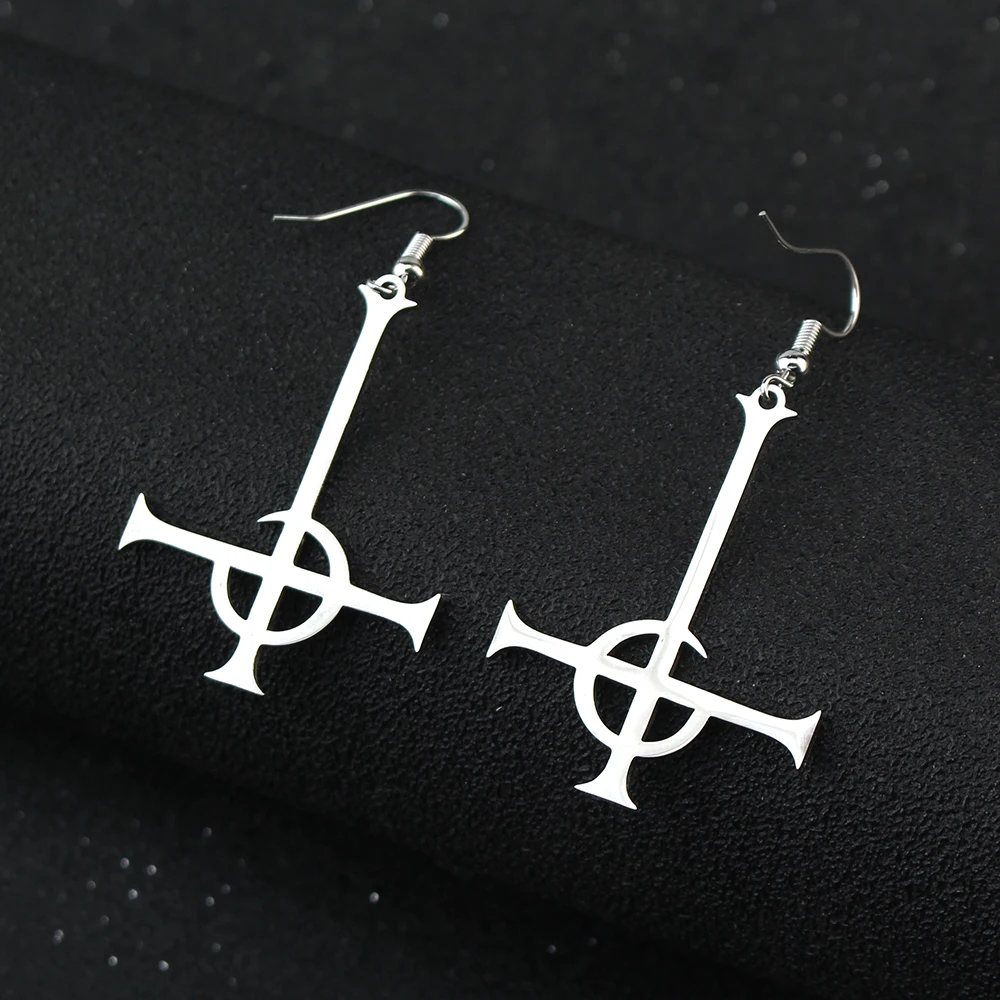 Goth Ghost BC Nameless Dangle Earrings Stainless Steel Ghoul Band Pope Emeritus Mask Grucifix Poster Drop Earring Jewelry