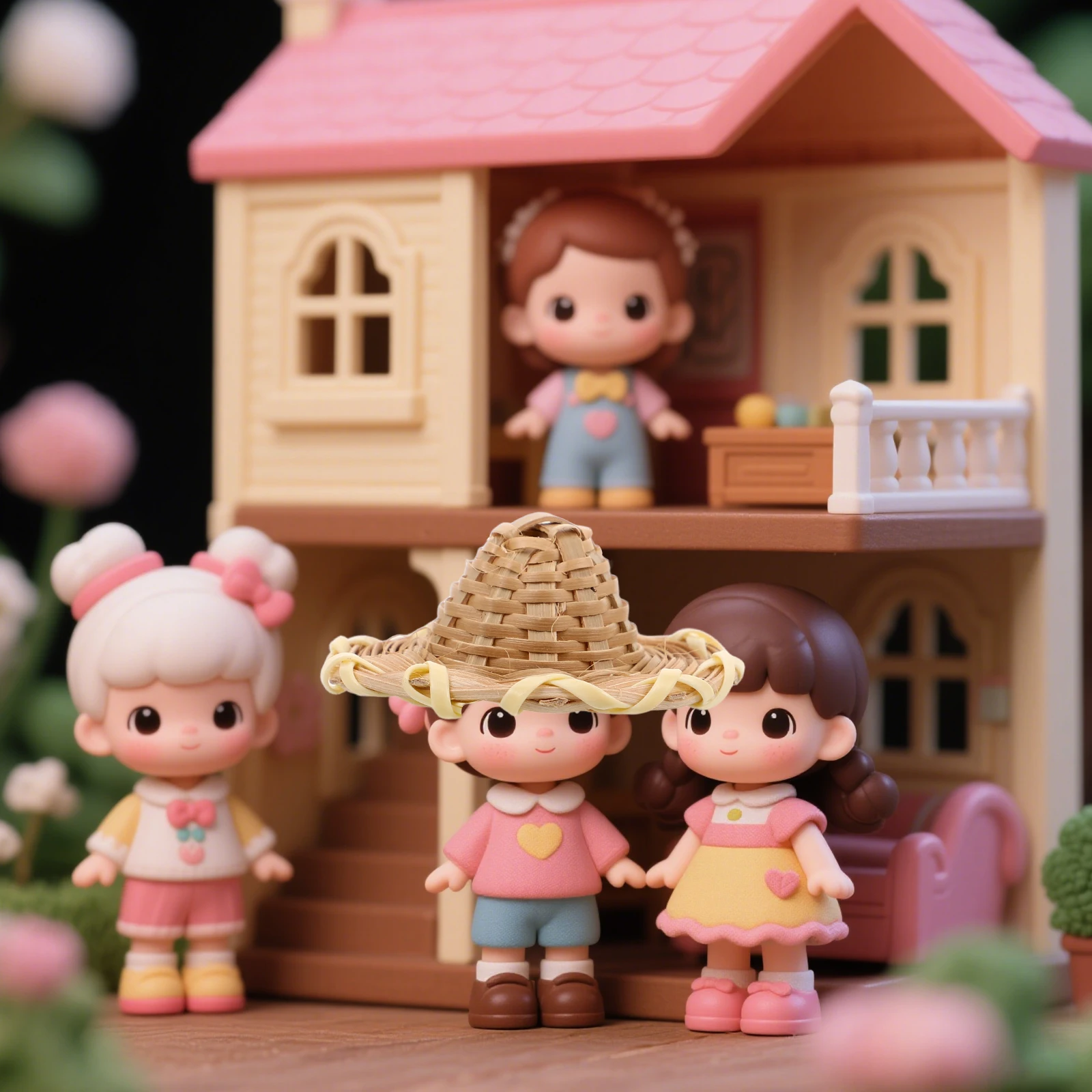 Chapeaux de tissage de paille faits à la main, 5 pièces, pour bricolage: Mini casquette artisanale, ornements avec motif en rotin naturel, idéal pour la décoration de la maison de poupée et