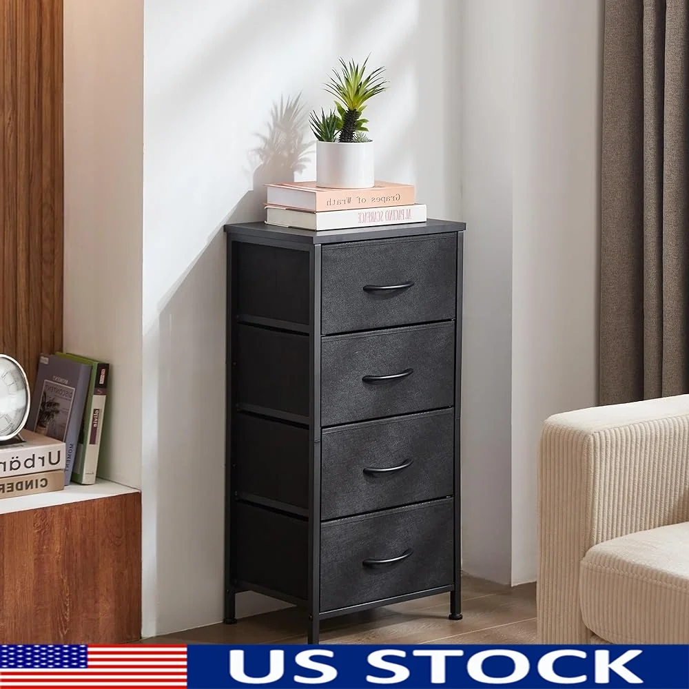 

4-Drawer Dresser Textile Storage Organizer Durable Metal Frame Hallway Entryway Bedroom Closet Furniture Shelf Unit Lightweight