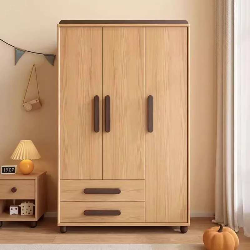 

Children's wardrobe solid wood bedroom home modern simple baby small apartment wardrobe double three door wardrobe