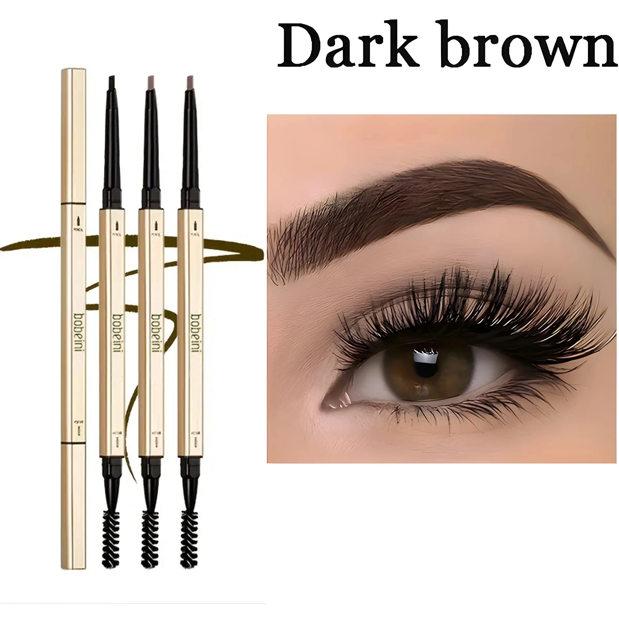 Wodoodporny Matowy Pisak do Brwi Makijaż Dwustronny Trwały Brązowy Nie Rozmazujący Się Ołówek do Brwi z Pędzelkiem Kosmetyki