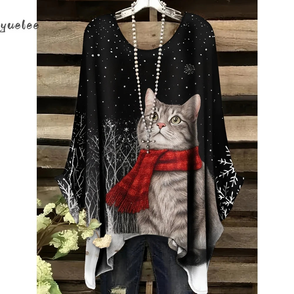 Natal boneco de neve impressão 3d sweatshirts moda feminina casual streetwear em torno do pescoço assimétrico pulôveres de cânhamo topos roupas femininas