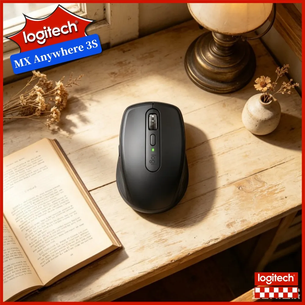 Durable Logitech MX Anywhere 3S Mouse - 8000 DPI Darkfield, Magspeed Hyper-Scroll, Quiet Clicks, USB-C Fast Charging