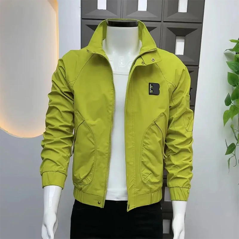 

Повседневная мужская одежда с воротником-стойкой Jaet Long Sve Faionable Youth Sle Haome Верхняя одежда из полиэфирного волокна Ветрозащитная застежка-молния