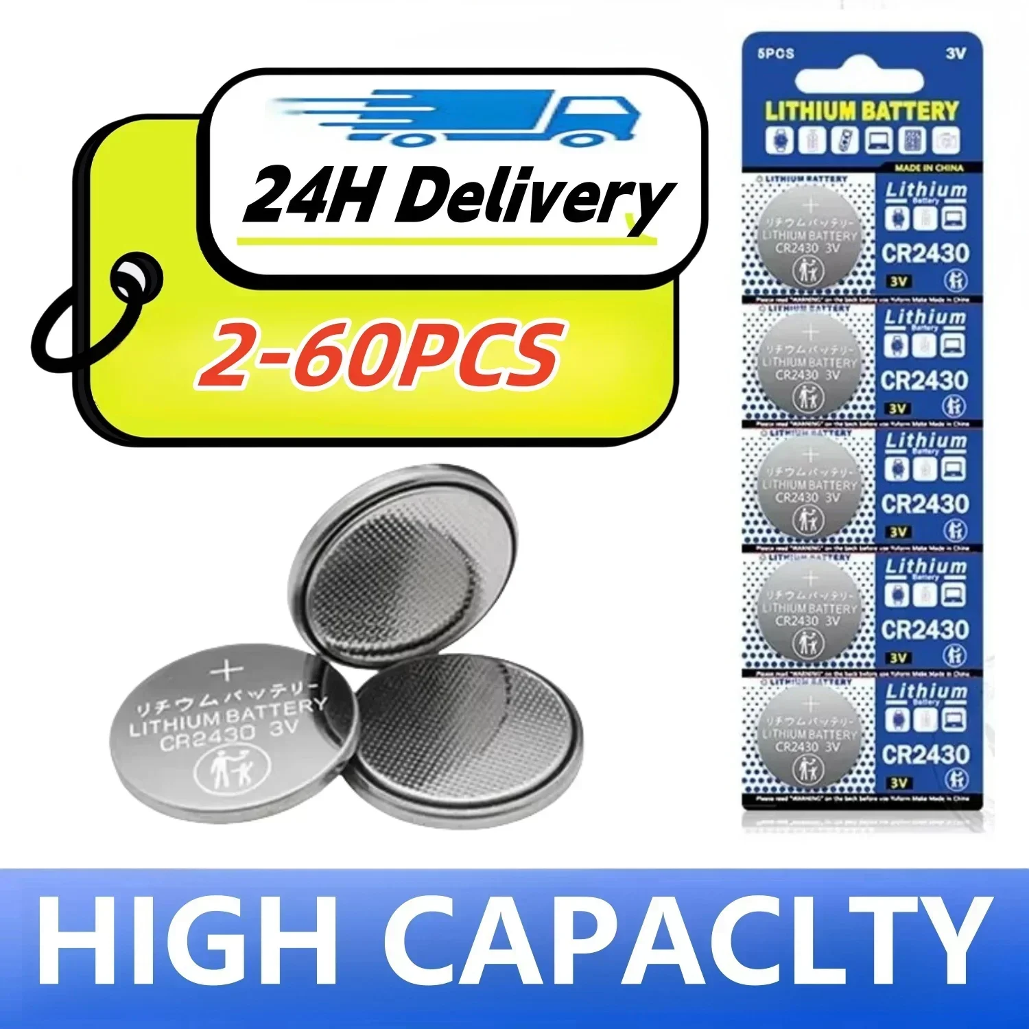 

NewNEW CR2430 3V Lithium Battery CR 2430 DL2430 BR2430 280mAh Button Coin Batteries for Key Fob Watch Alarm Clock Remote Control