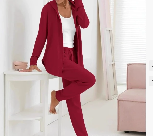 Women Two Piece Sets Outfit Long Sleeve Hooded Top + Drawstring Pants Lounge Tracksuit Set