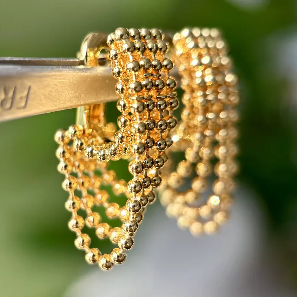 KQDANCE New 18K Gold Plated Multi Layer Round Bead Tassel Hoop Earrings For Women Long Dangle Chain Drop Earrings Party Jewelry