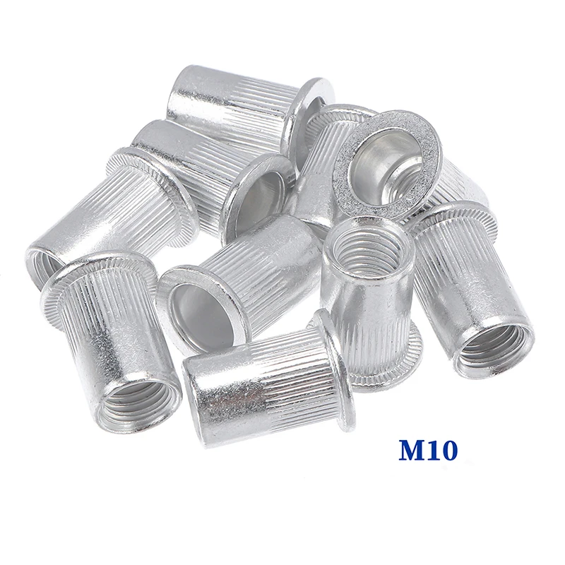 50/20pcs M3 M4 M5 M6 M8 M10 Aluminum Alloy Rivet Nuts Flat Head Threaded Insert Rivet Nuts Set Nutsert Cap Rivet Nut Rivnut