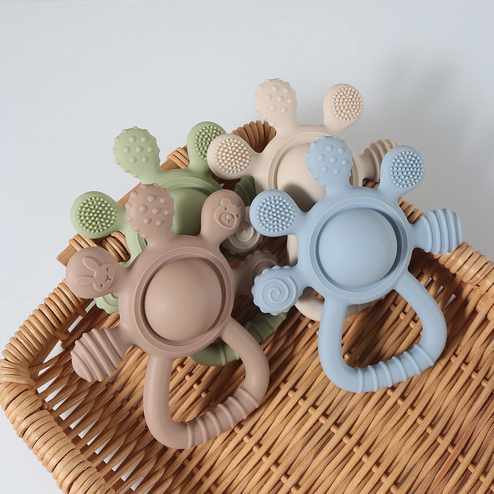 20025 New Baby Essentials Teether Infant Teething Toy Cute Sensory Gum Relief Soother Newborn Gym Play Rattle Toy