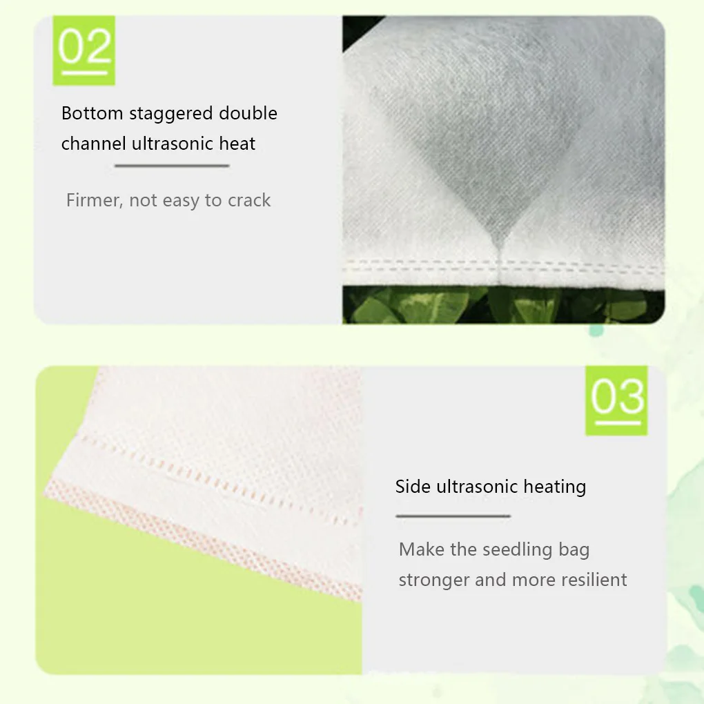 100pcs Biodegradable Seed Starter Bags Breathable Plant Nursing Growing Pouch Vegetable Flower Plant Grow Bag 9x11cm