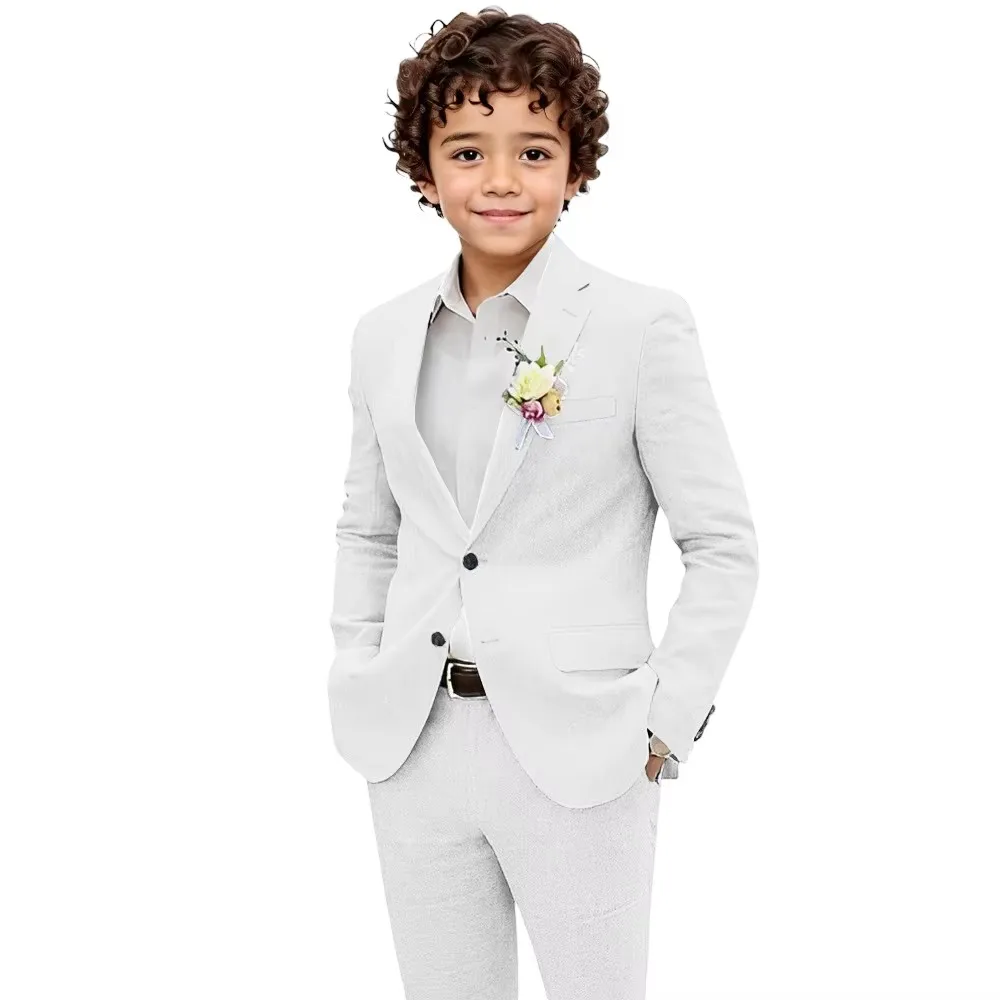 

Boys Linen Suit 2 Pieces Formal Wedding Suits for 2-18 Year Old Child Summer Beach Wedding Tuxedo Casual Party Prom Outfits Set
