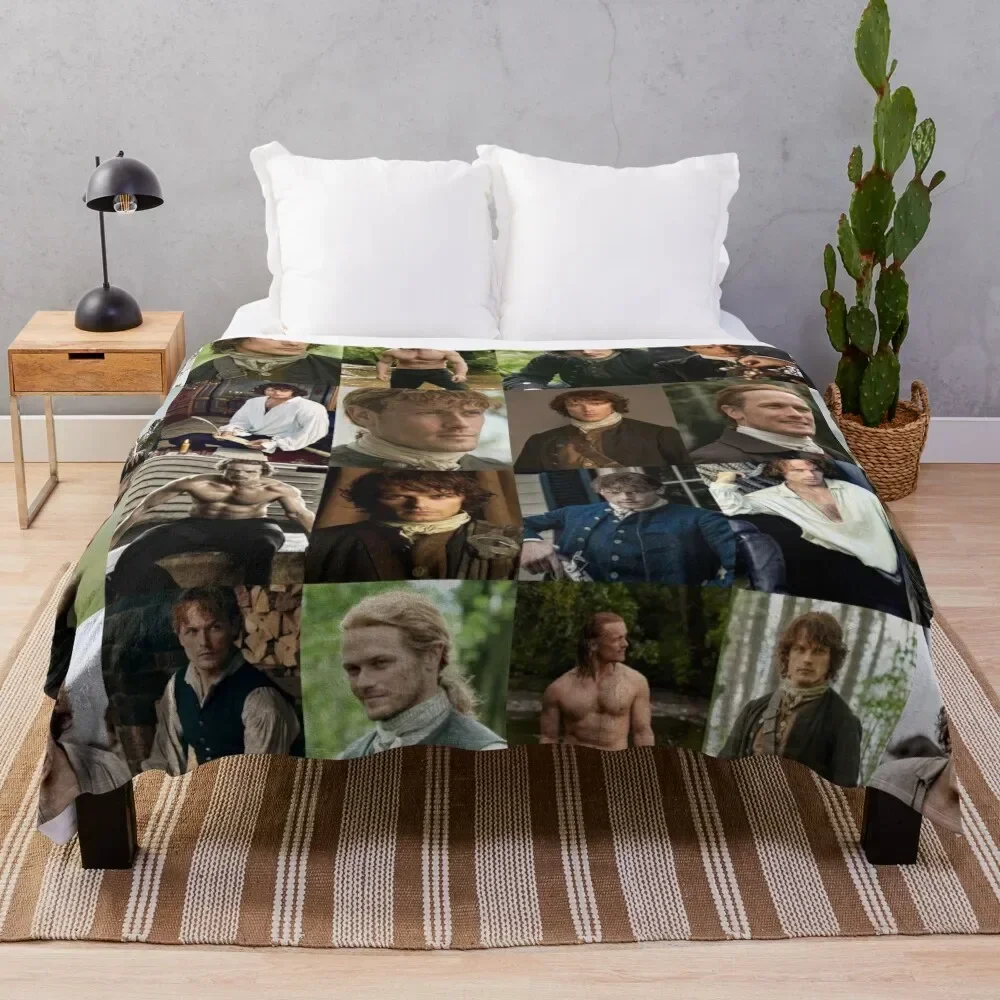 

Sam Heughan Throw Blanket Weighted for sofa funny gift Flannel Fabric Blankets