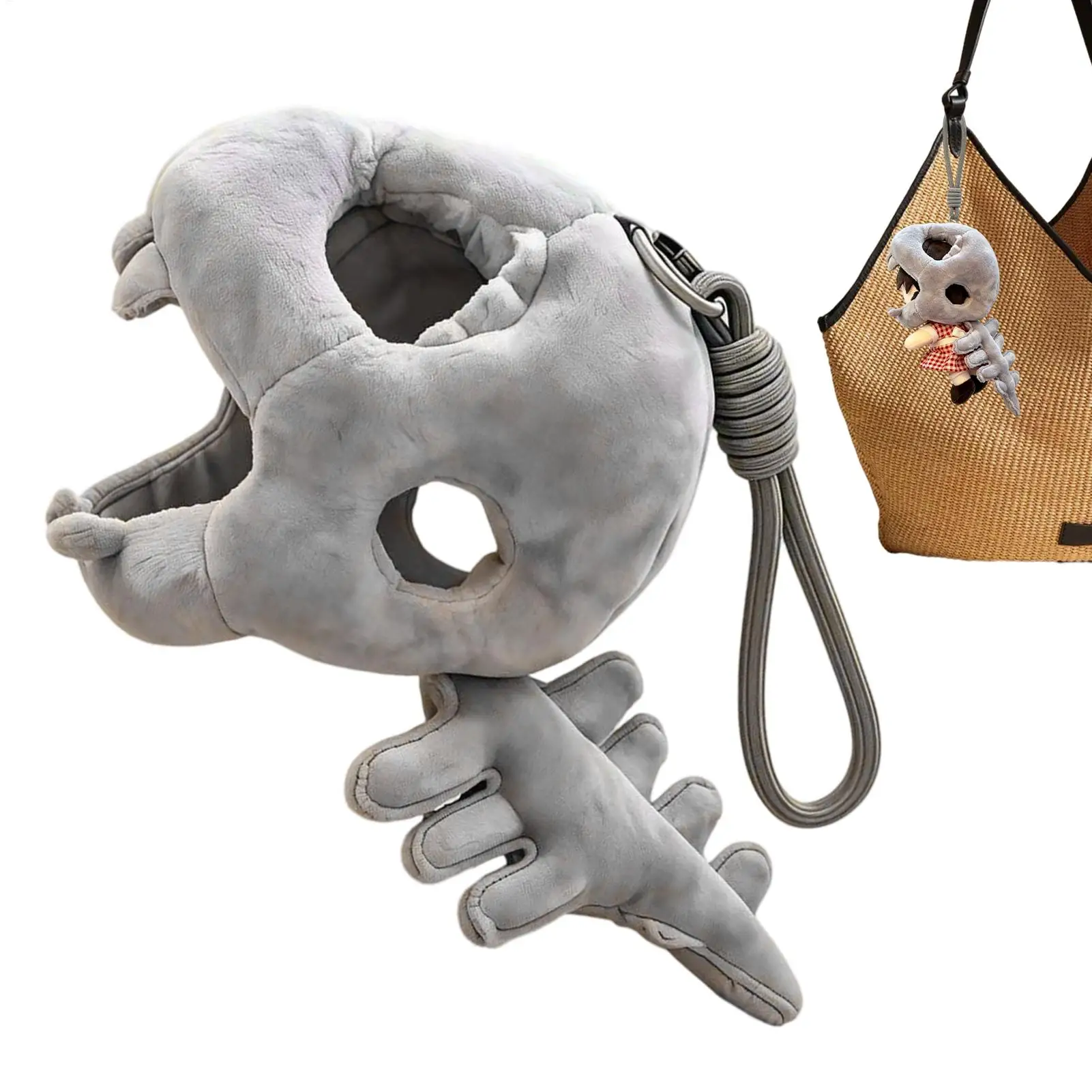 Cute Dinosaur Skeleton Plush Doll Keychain Soft Hoodies Caps For 10-15cm Cotton Dolls Mini Bag Pendant Backpack Accessories
