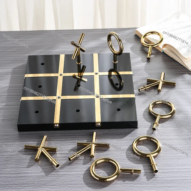 Metal Handicraft Ornaments 3D Chess Golden Chessboard Geometric Decorative Sculpture Decorative Figurines Home Decoration view 5