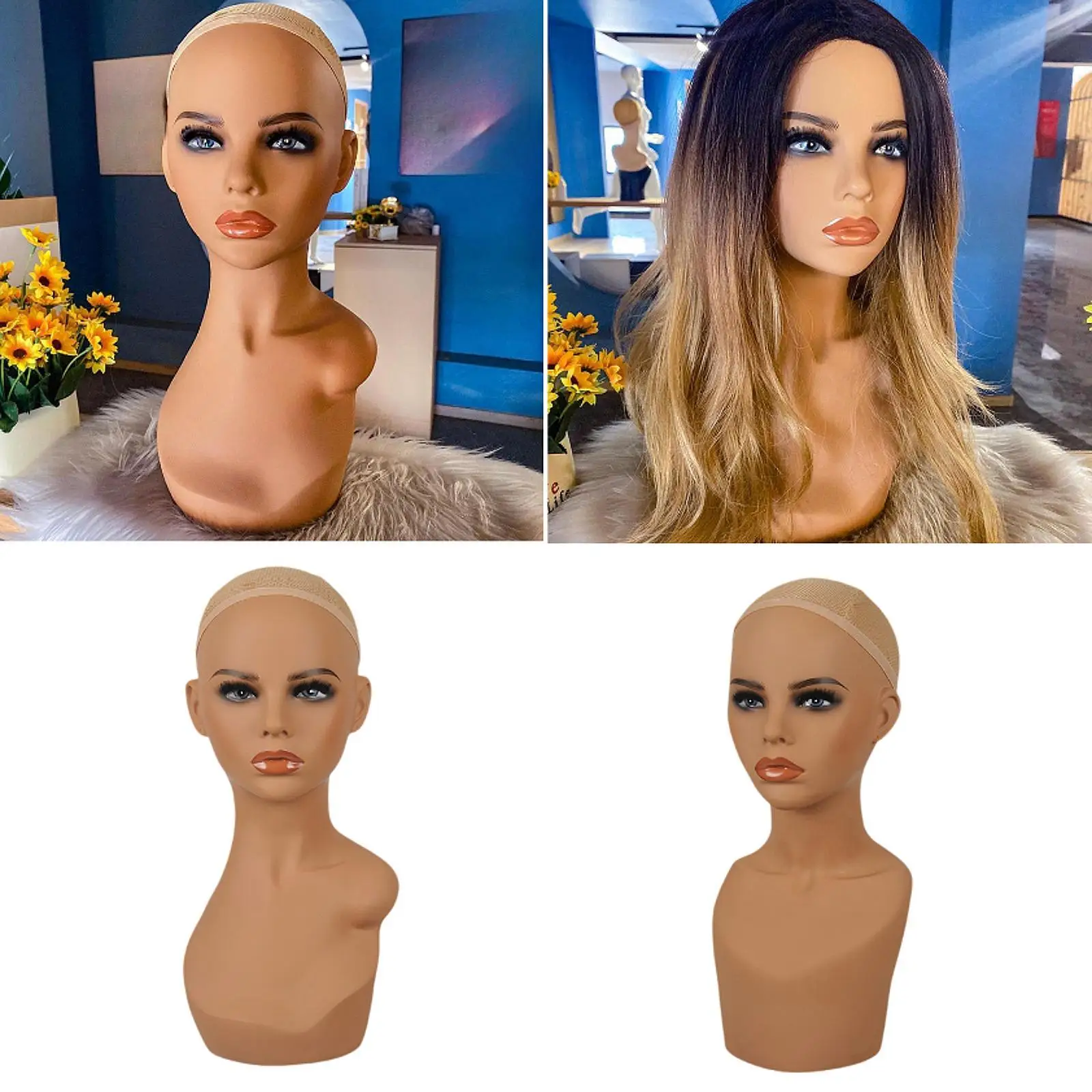 

Female Mannequin Head Professional Cosmetology Face Wig Holder Portable Wig