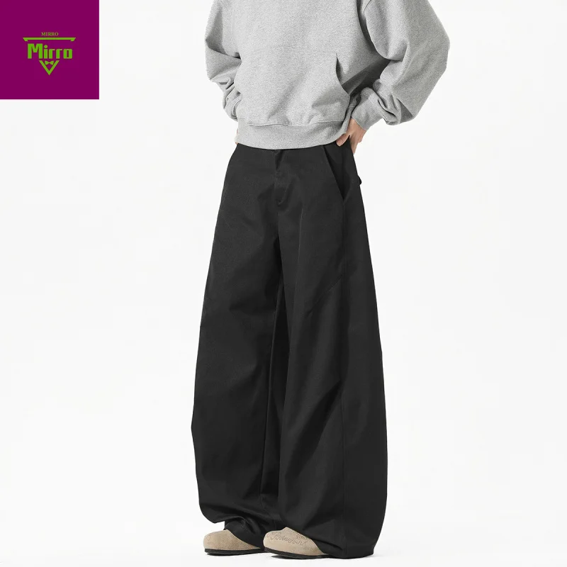 

【Mirrordust】25Autumn Three-Color Business Polyester Fiber Casual Trousers Loose Wide Legcargo pants