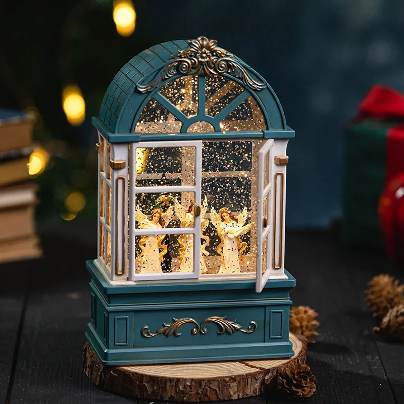 Christmas Decorative Light Night Light Old Man Music Box Small Oil Lamp Snow Music Box Crystal Ball Gift 8Pcs/Lots