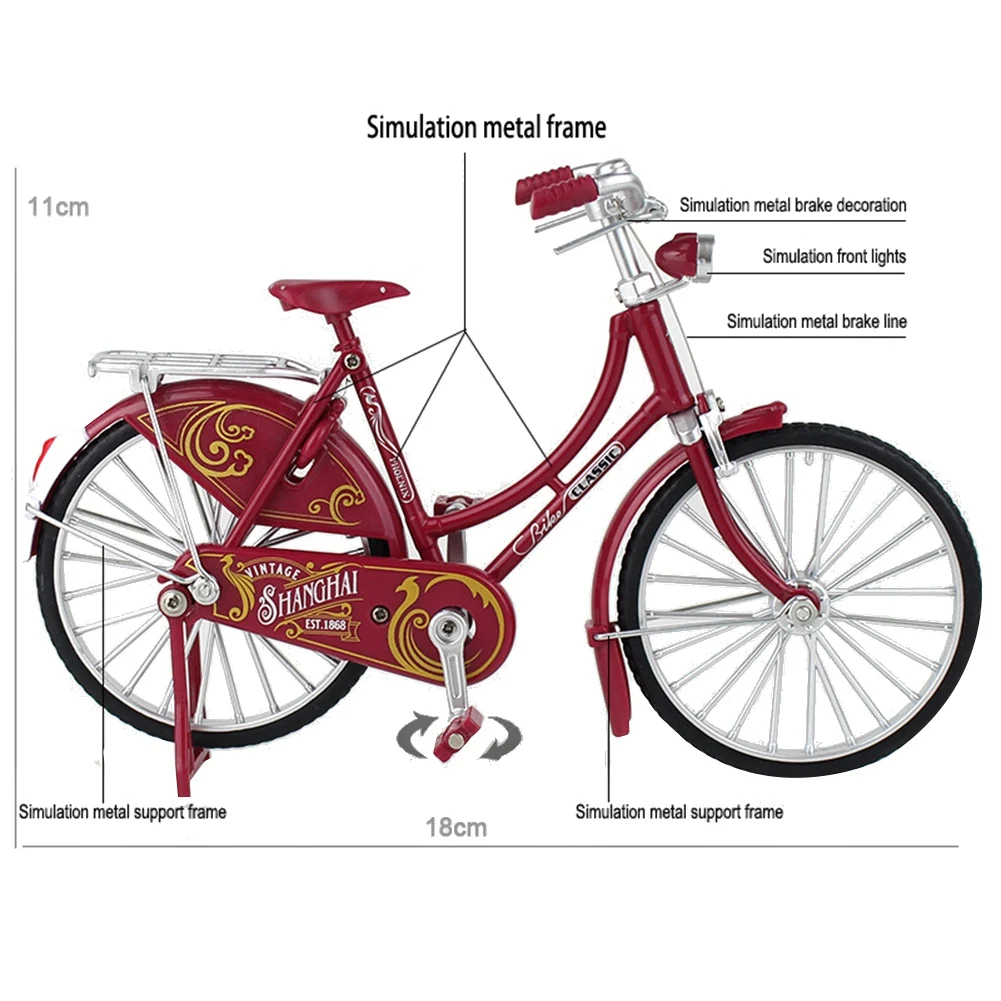 A63T-Mini 1:10 Alloy Model Bicycle Diecast Metal Finger Mountain Bike Retro Bike Adult Collectible Children
