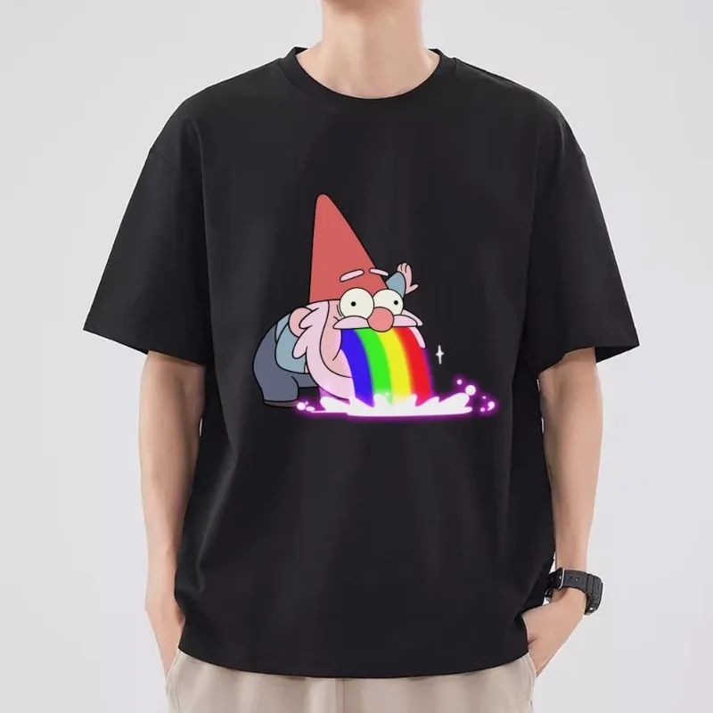 MINISO Gravity Falls T Shirt Women Couple Combination Clothes Short Sleeve Collar Fashion T-shirt Man Cotton