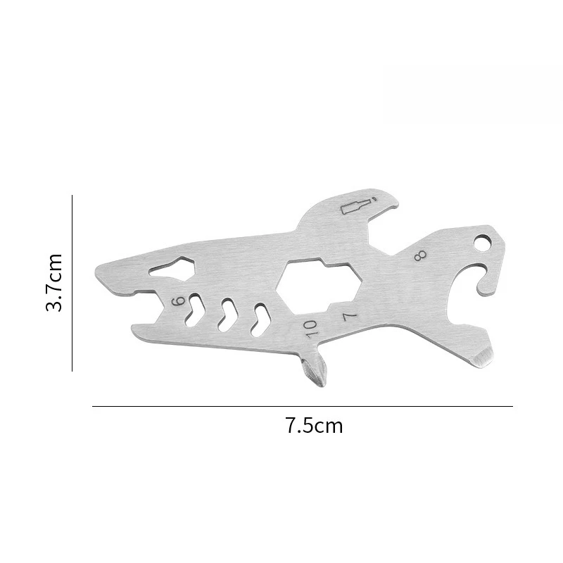 Outdoor Tools Wrench Bottle Opener Screw Tool Card Shark Style Stainless Steel Multi-Tool Card