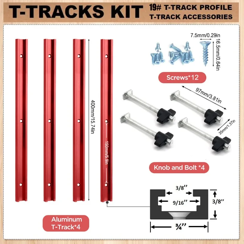 Aluminum alloy T19 T-shaped groove and T-shaped screw set suitable for woodworking slide bar connectors slide rails