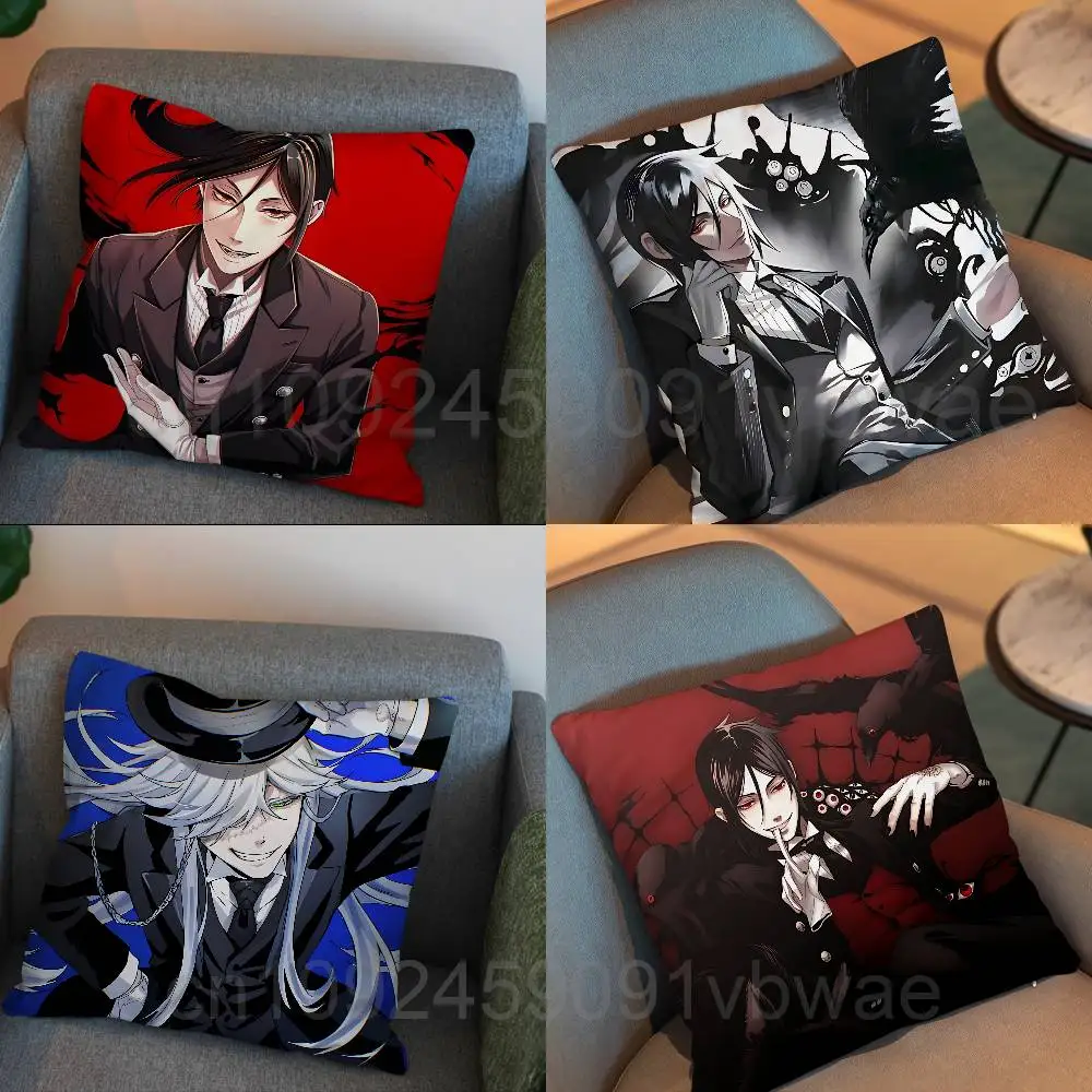 Undertaker Sebastian Michaelis Black Butler day gift Pillow Case Living Room Sofa Cushion Cover Suitable For Home Bedroom Room