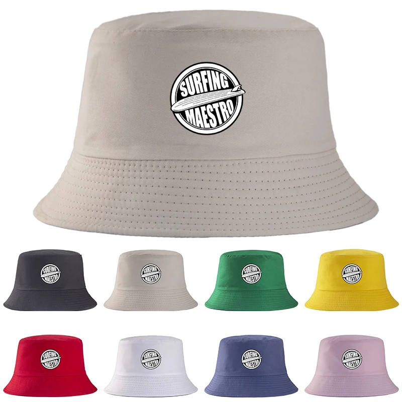Sombrero de Pescador con Estampado de Surf, Estilo Casual, de Algodón Beige, Tipo Panamá, para Hip Hop, Playa, Verano, Protección Solar
