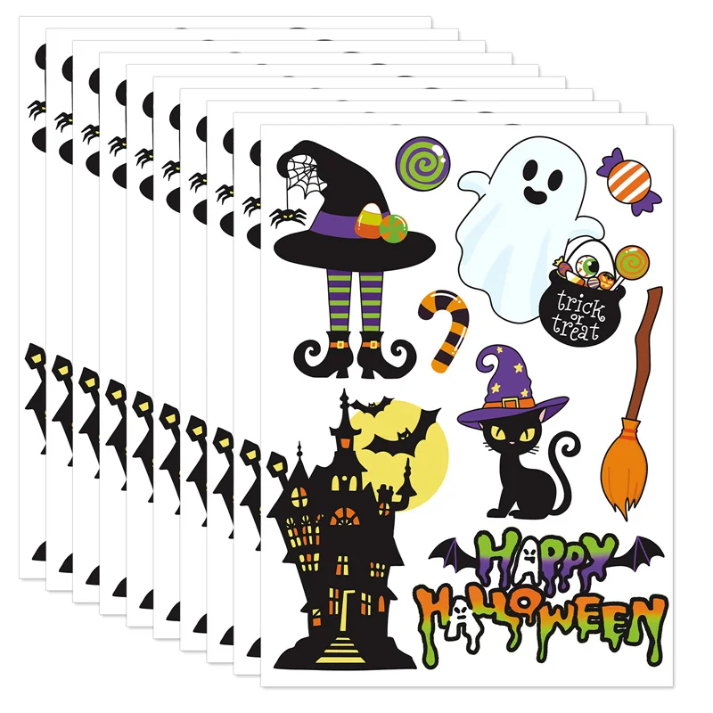 Halloween Puzzle Stickers Children Horror Halloween Party Decoration Toys Stickers Funny Witch Ghost Windows Wall Stickers