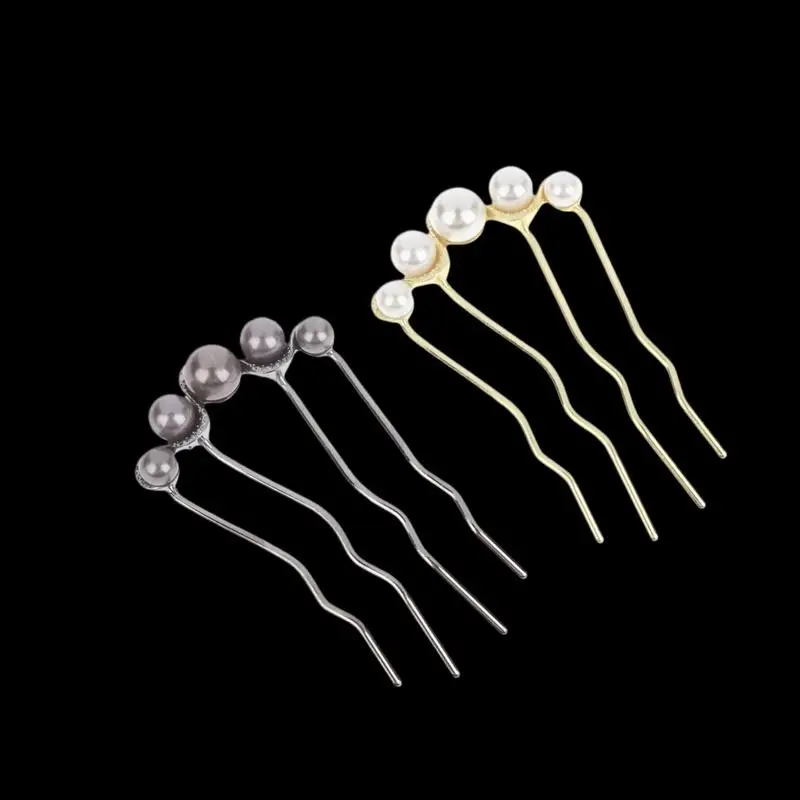 

【DY】1Pcs Pearl Hair Fork Hair Clip Hairpins Metal U-Shaped Hair Sticks Combs Women Girl Hair Accessories Ornament Styling Tool