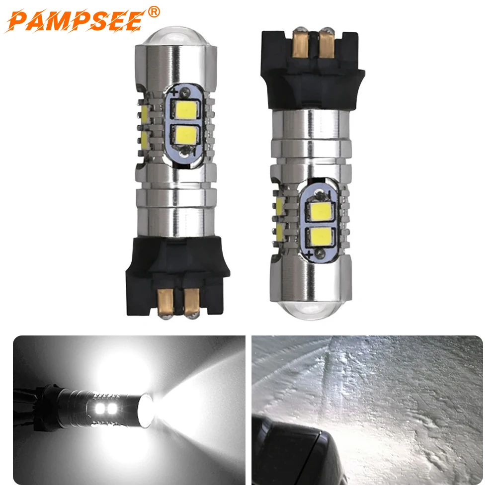 2Pcs PW24W PWY24W LED Bulbs 2835 LED Turn Signal Light DRL Daytime Lights DC 12V Universal Parking Light for Cars White CANBUS view 3