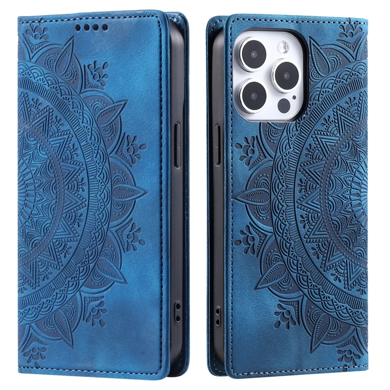 Magnetic Case For iPhone 15 Pro Max Case Mandala Leather Cover For iPhone 15 14 7 8 Plus 11 12 13 Pro Max X XS XR SE 2022 Fundas