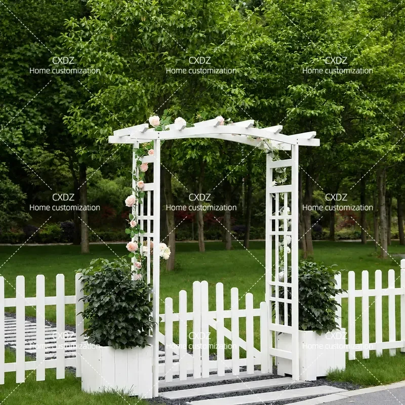 Outdoor preservative wood arch flower stand Garden decoration shelf Outdoor rose curved door Garden balcony climbing vine